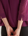 Oliver Black 3/4 Sleeve Double Layer Top, Amethyst product photo View 04 S