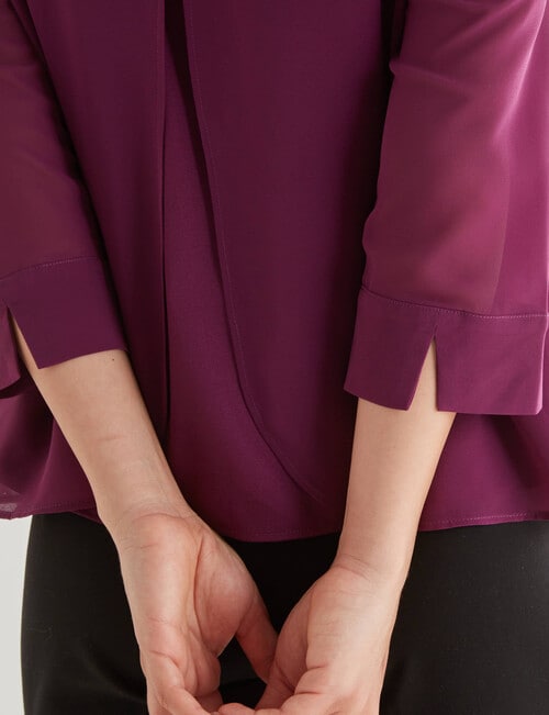 Oliver Black 3/4 Sleeve Double Layer Top, Amethyst product photo View 04 L