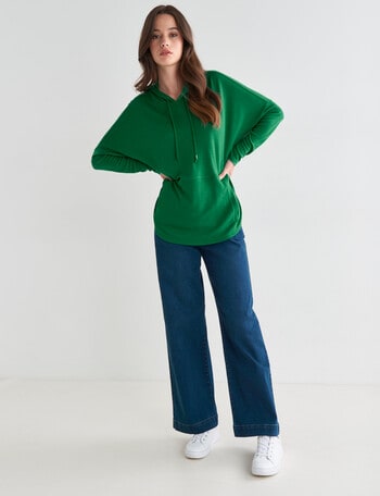 North South Merino Hooded Jumper, Bright Green product photo