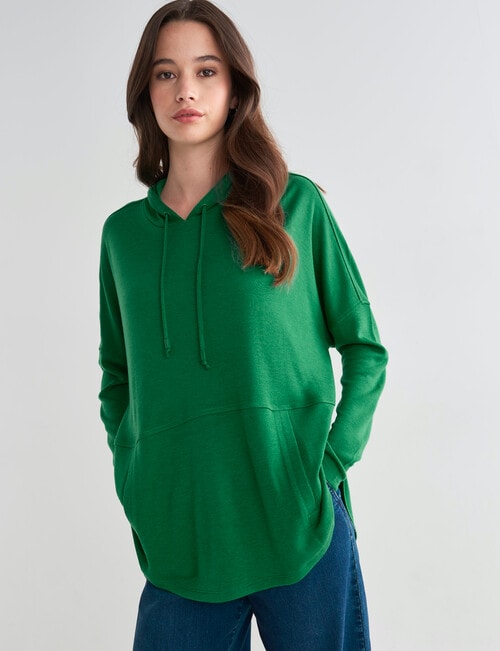 North South Merino Hooded Jumper, Bright Green product photo View 03 L