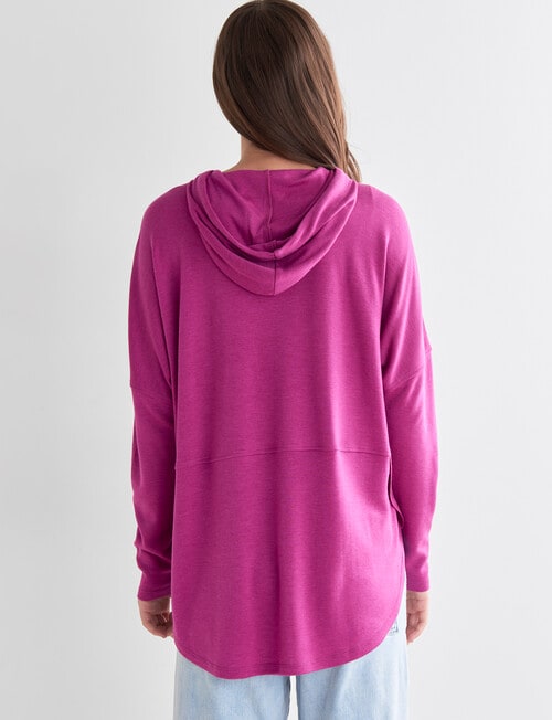 North South Merino Hooded Jumper, Magenta product photo View 02 L
