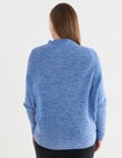 North South Merino Textured Roll Neck Jumper, Blue Fleck product photo View 02 S