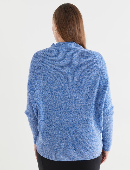 North South Merino Textured Roll Neck Jumper, Blue Fleck product photo View 02 L