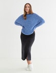 North South Merino Textured Roll Neck Jumper, Blue Fleck product photo View 03 S