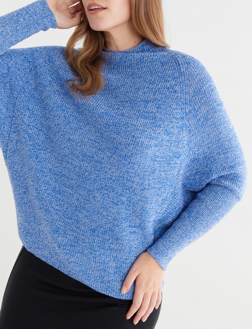 North South Merino Textured Roll Neck Jumper, Blue Fleck product photo View 04 L