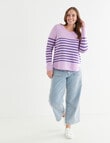 North South Merino Stripe Crew Neck Jumper, Lilac & Violet product photo View 05 S