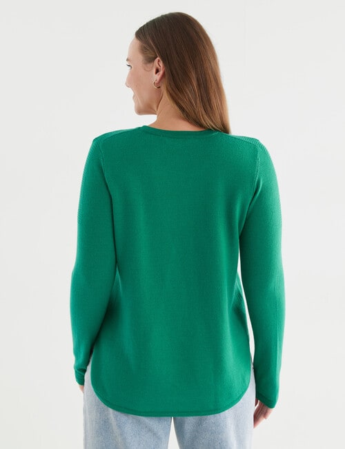 North South Merino Crew Neck Jumper, Green product photo View 02 L