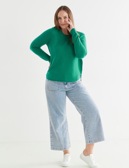 North South Merino Crew Neck Jumper, Green product photo View 03 L