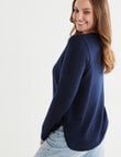 North South Merino Crew Neck Jumper, Navy product photo View 04 S