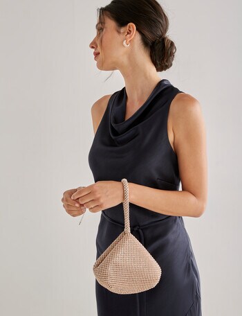 Harlow Wrist Handle Evening Bag, Champagne product photo