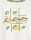 Sleep Squad Tacos Everyday Knit Long Pyjama, 8-16, Green product photo View 02 S