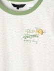 Sleep Squad Tacos Everyday Knit Long Pyjama, 8-16, Green product photo View 03 S