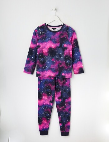 Sleep Squad Constellation Galaxy Knit Long Pyjama, Purple product photo