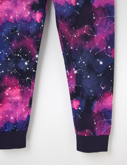 Sleep Squad Constellation Galaxy Knit Long Pyjama, Purple product photo View 03 L