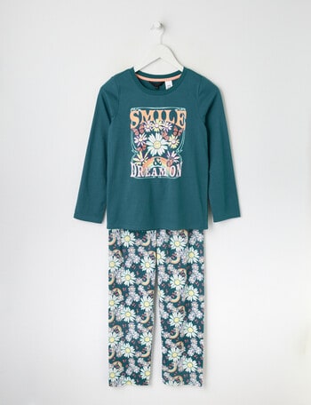 Sleep Squad Smile & Dream Knit Long Pyjama Set, Green product photo