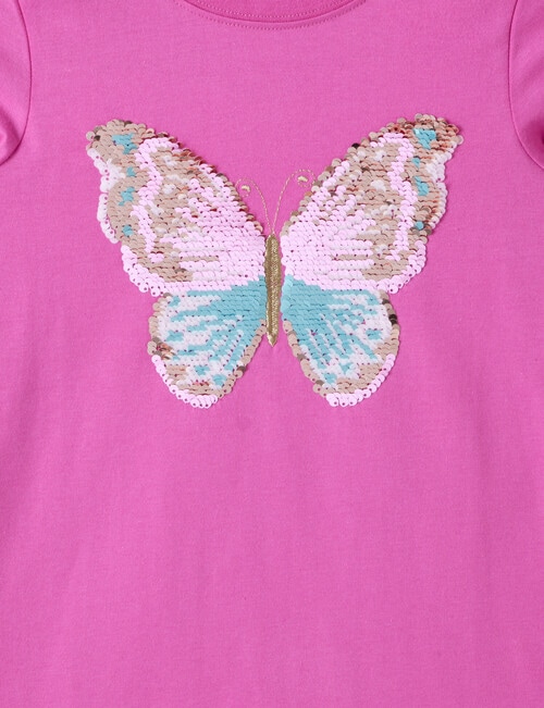 Mac & Ellie Butterfly Sequin Long Sleeve Tee, Fuchsia product photo View 02 L