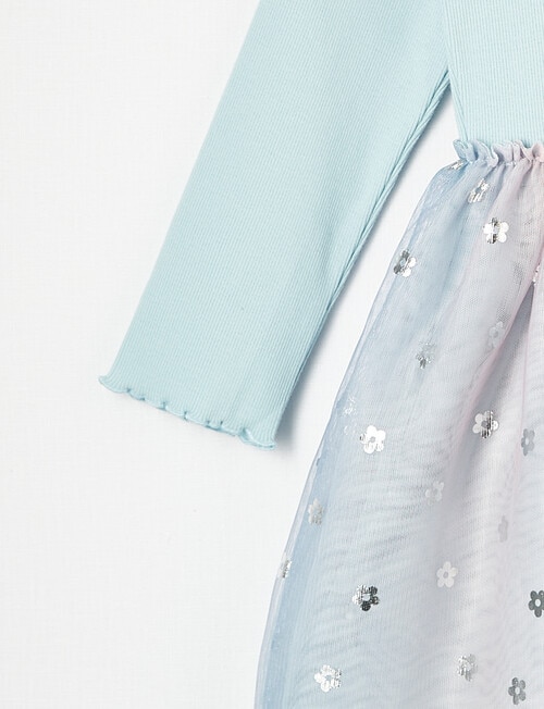 Mac & Ellie Long Sleeve Rib Tulle Dress, Seafoam product photo View 04 L
