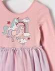 Mac & Ellie Unicorn Long Sleeve Knit Tulle Dress, Dusty Pink product photo View 02 S