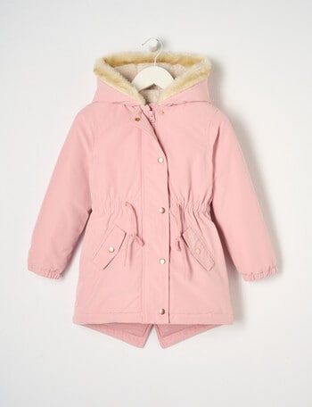 Mac & Ellie Faux Fur Hooded Parka, Dusty Pink product photo