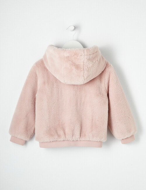 Mac & Ellie Faux Fur Hooded Jacket, Dusty Pink product photo View 02 L