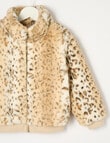 Mac & Ellie Animal Faux Fur Bomber Jacket, Natural product photo View 02 S