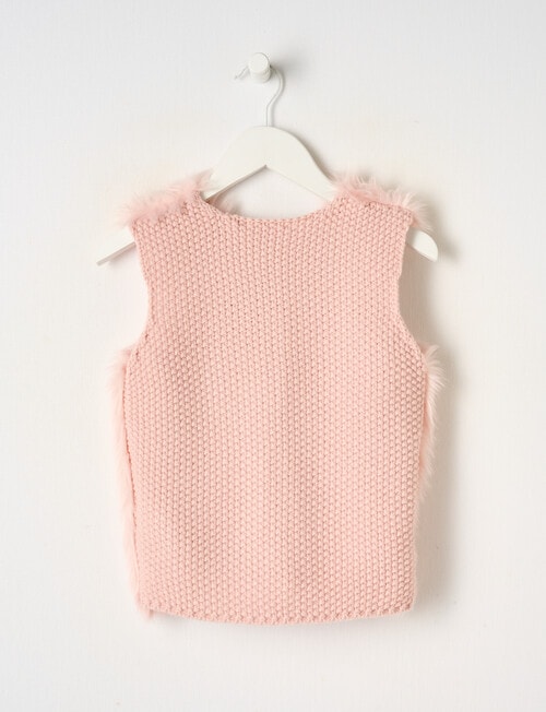 Mac & Ellie Knit Faux Fur Vest, Dusty Pink product photo View 02 L