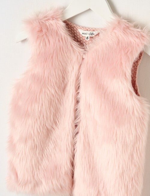 Mac & Ellie Knit Faux Fur Vest, Dusty Pink product photo View 03 L
