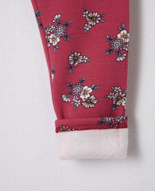 Mac & Ellie Floral Full Length Fleece Legging, Cerise product photo View 02 L