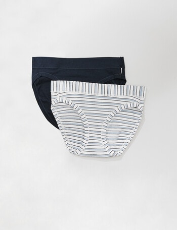 Jockey Woman Comfort Classics Bikini Brief, 2-Pack, Copenhag Stripe Blue, 10-16 product photo