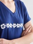 Zest Sleep Flower Chain T-Shirt Nightie, Ink Marle, 8-18 product photo View 04 S