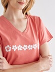 Zest Sleep Flower Chain T-Shirt Nightie, Coral, 8-18 product photo View 04 S