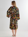 Zest Sleep Floral Wide Sleeve Robe, Black, 8-18 product photo View 02 S