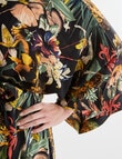 Zest Sleep Floral Wide Sleeve Robe, Black, 8-18 product photo View 04 S