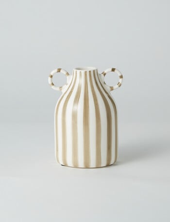 M&Co Lola Vase, Stripe, 15cm, Oat product photo