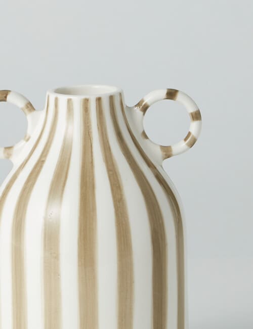 M&Co Lola Vase, Stripe, 15cm, Oat product photo View 03 L