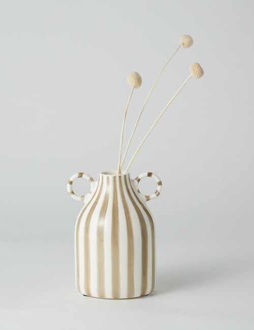 M&Co Lola Vase, Stripe, 15cm, Oat product photo View 04 L