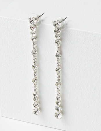 Harlow Sparkle Stone Drop Earrings, Imitation Silver product photo