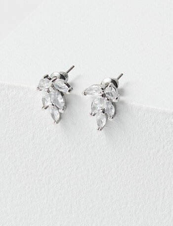 Harlow Cluster Leaf Earrings, Silver product photo