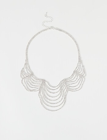 Harlow Wave Sparkle Necklace, Silver product photo