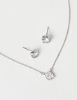Harlow Crystal Necklace & Stud Earring Set, Imitation Silver product photo View 02 S