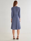 Oliver Black V Neck Fit and Flare Knit Dress, Blue Pebble product photo View 02 S