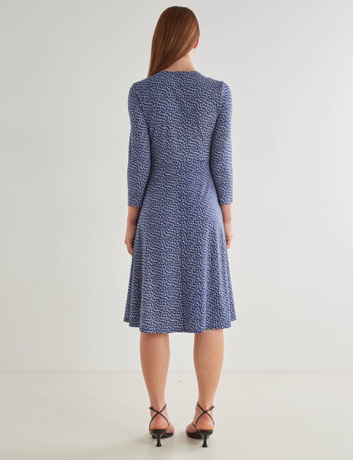 Oliver Black V Neck Fit and Flare Knit Dress, Blue Pebble product photo View 02 L