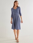 Oliver Black V Neck Fit and Flare Knit Dress, Blue Pebble product photo View 03 S