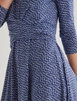 Oliver Black V Neck Fit and Flare Knit Dress, Blue Pebble product photo View 04 S