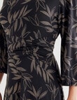 Oliver Black Spotted Leaf Waist Detail Knit Dress, Black product photo View 04 S