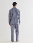 Chisel Check Woven Long PJ Set, Navy & Grey product photo View 02 S