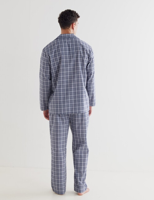 Chisel Check Woven Long PJ Set, Navy & Grey product photo View 02 L