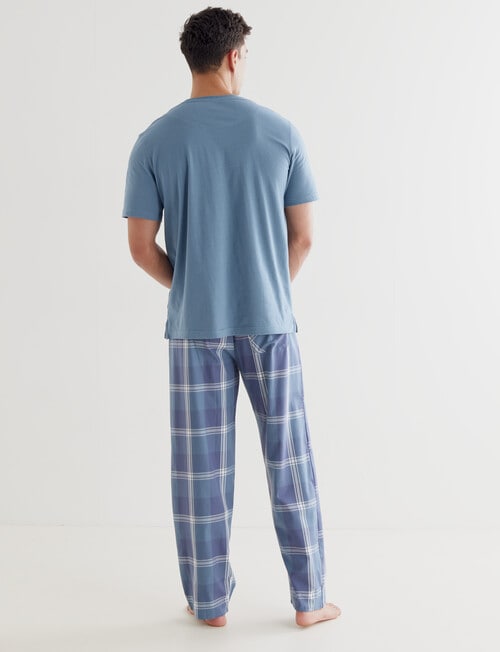 Mazzoni Short Sleeve Tee & Check Pant PJ Set, Blue product photo View 02 L