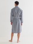 Mazzoni Woven Cotton Striped Robe, Grey & White product photo View 02 S