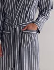 Mazzoni Woven Cotton Striped Robe, Grey & White product photo View 04 S